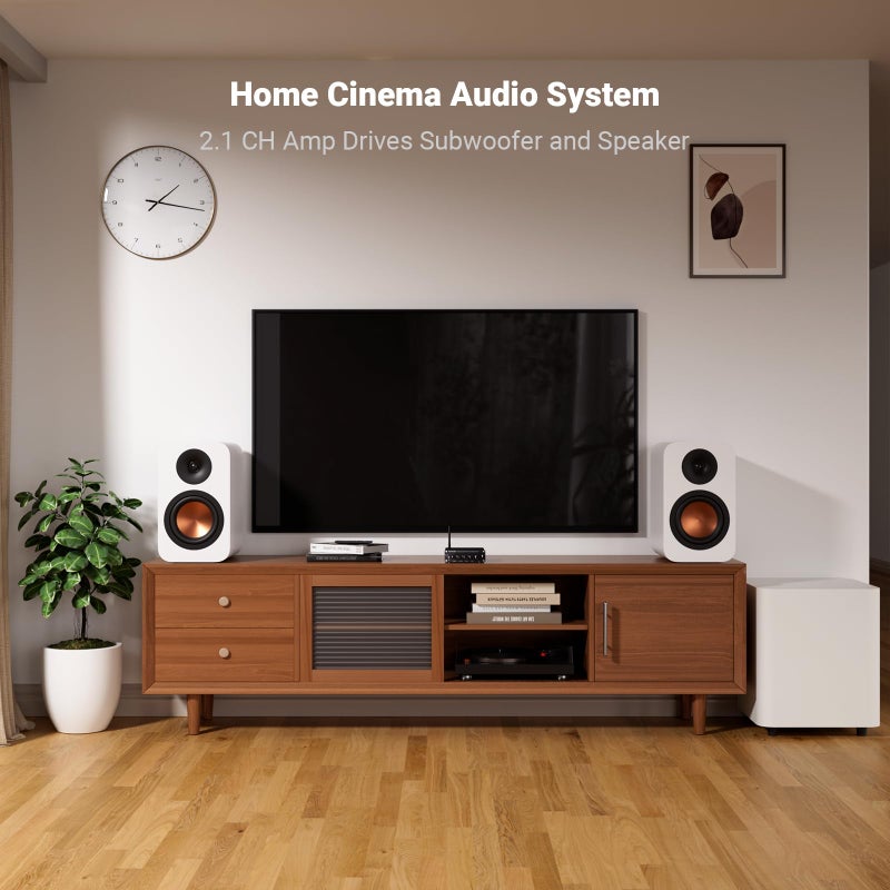 Fosi Audio BT30D Bluetooth 5.0 Stereo Audio Receiver Amplifier 2.1 Channel Mini Hi-Fi Class D Integrated Amp 50 Watt x2+100 Watt for Home Outdoor Passive Speakers/Subwoofer Powered Subwoofer - Image 3