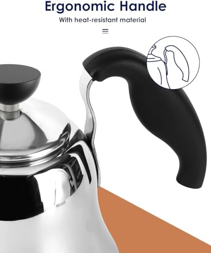 Chefbar Tea Kettle for Stovetop, Barista's Choice Gooseneck Pour Over with Flow Control, Food Grade Stainless Steel Water Kettle, Tea Pot for Home & Kitchen - Small 28oz, Silver - Image 5