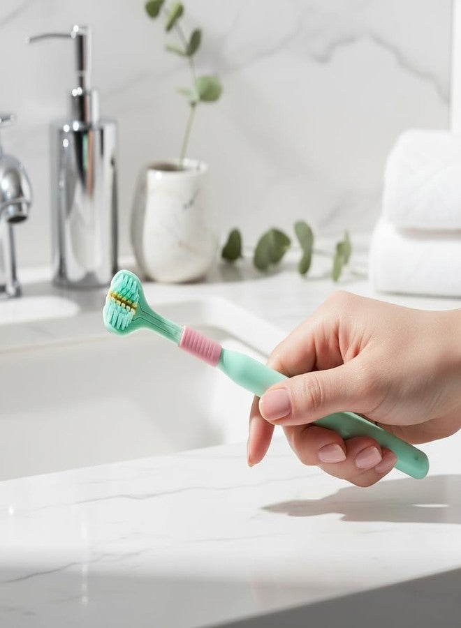 SelHeng 4 Pcs 3-Sided Toothbrush, Soft Bristle Toothbrush for Comprehensive Care of Teeth and Gums, Oral Care for Adults and Youth (Blue, Green, Pink, Purple) - Image 4