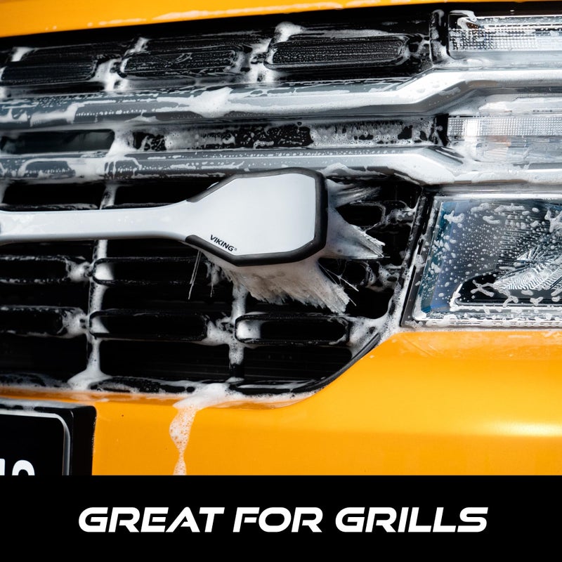 VIKING Car Wash Brush, Wheel and Fender Brush, Long Handle Tire Cleaner for Car Detailing, 16.5 Inch, Grey/Black - Image 3