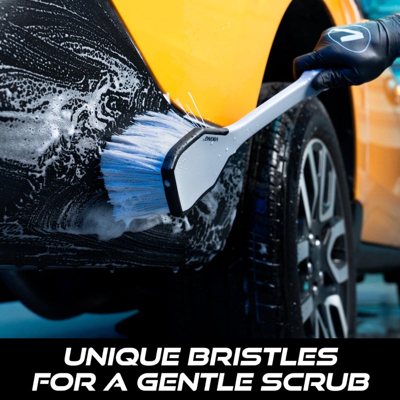 VIKING Car Wash Brush, Wheel and Fender Brush, Long Handle Tire Cleaner for Car Detailing, 16.5 Inch, Grey/Black - Image 5