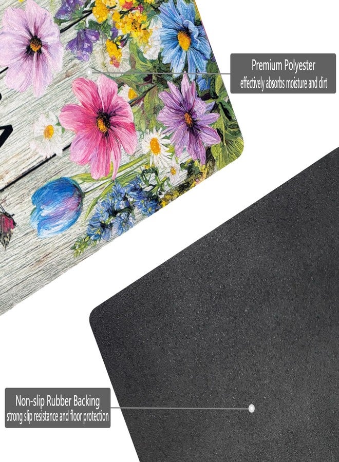 XADP Welcome Mat 17x29 Inch Spring Summer Outdoors Indoors Front Door Mat, Low Profile Doormat for Outside Inside Home Entrance, Non Slip Rubber Back Floor Rugs for Entryway, Flower - Image 4