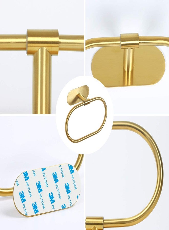 HouseAid Self Adhesive Towel Ring for Bathroom, Stainless Steel Adhesive Hand Towel Holder, No Drilling Modern Hand Towel Hanger, Brushed Gold - Image 3