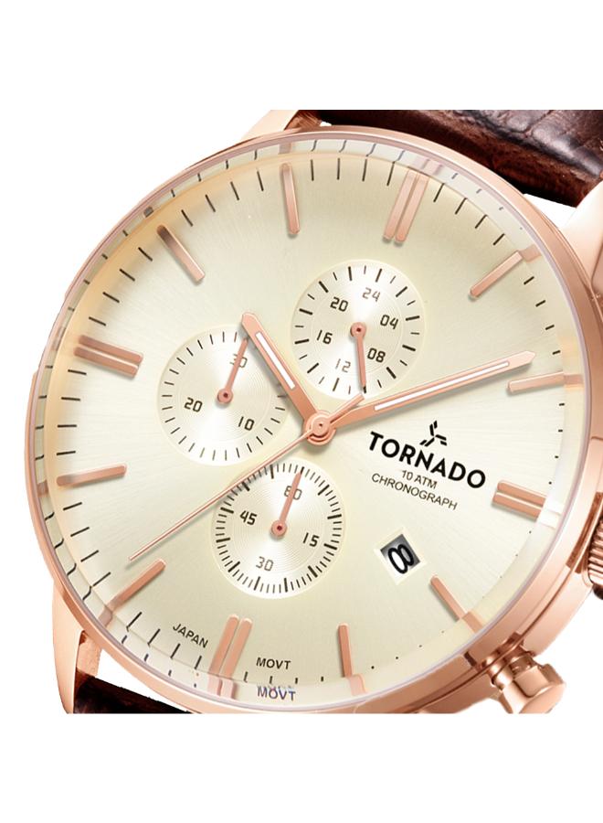 TORNADO Men's Leather Chronograph Watch T6102-RLDI - 43x49 mm - Image 5