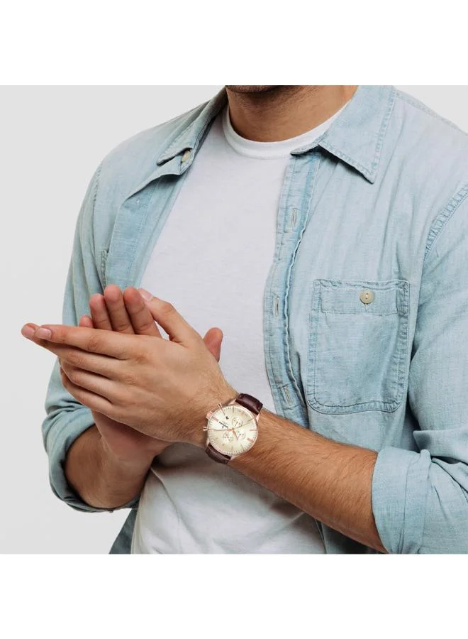 TORNADO  Men's Genuine Leather with crocodile pattern Chronograph Watch T6102-RLDI - 43mm mm for Men | Best Price UAE