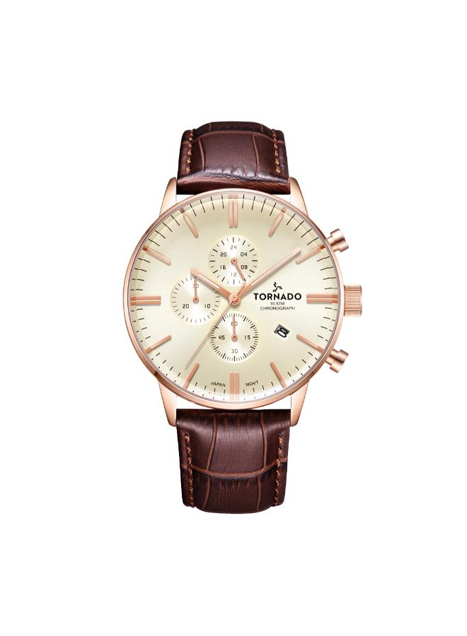 TORNADO Men's Leather Chronograph Watch T6102-RLDI - 43x49 mm - Image 1