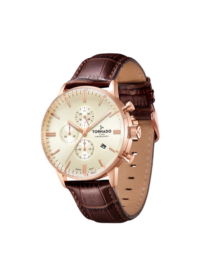 TORNADO Men's Leather Chronograph Watch T6102-RLDI - 43x49 mm - Image 2
