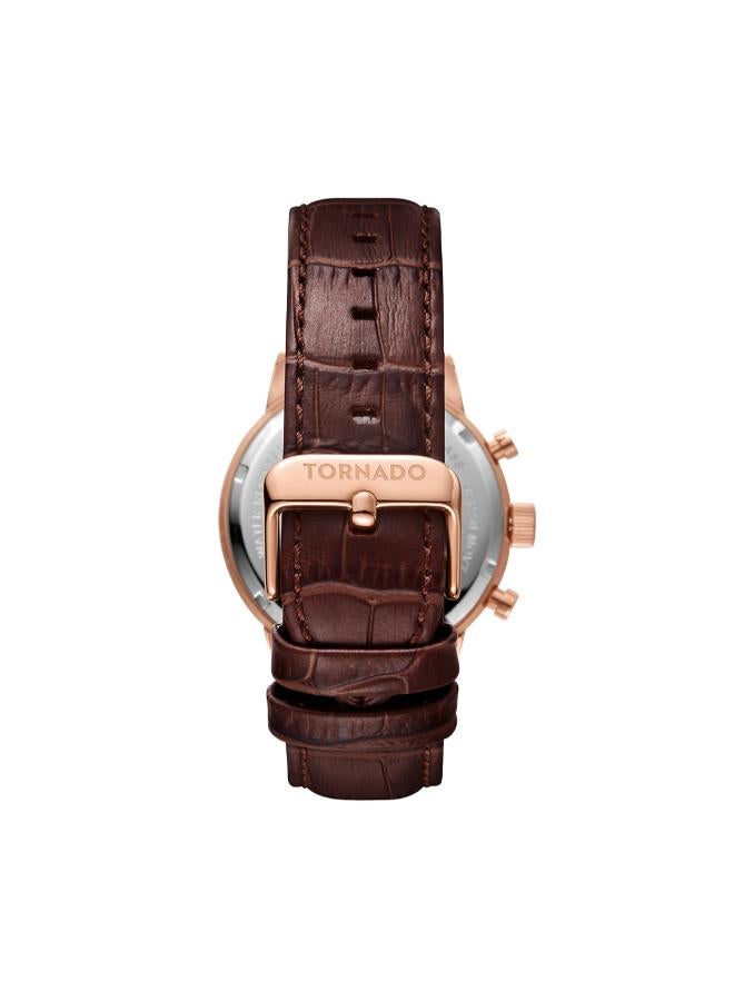 TORNADO Men's Leather Chronograph Watch T6102-RLDI - 43x49 mm - Image 3