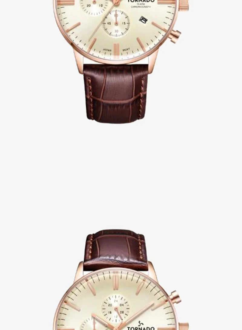 Tornado  Men's Genuine Leather with crocodile pattern Chronograph Watch T6102-RLDI - 43mm mm for Men | Best Price UAE