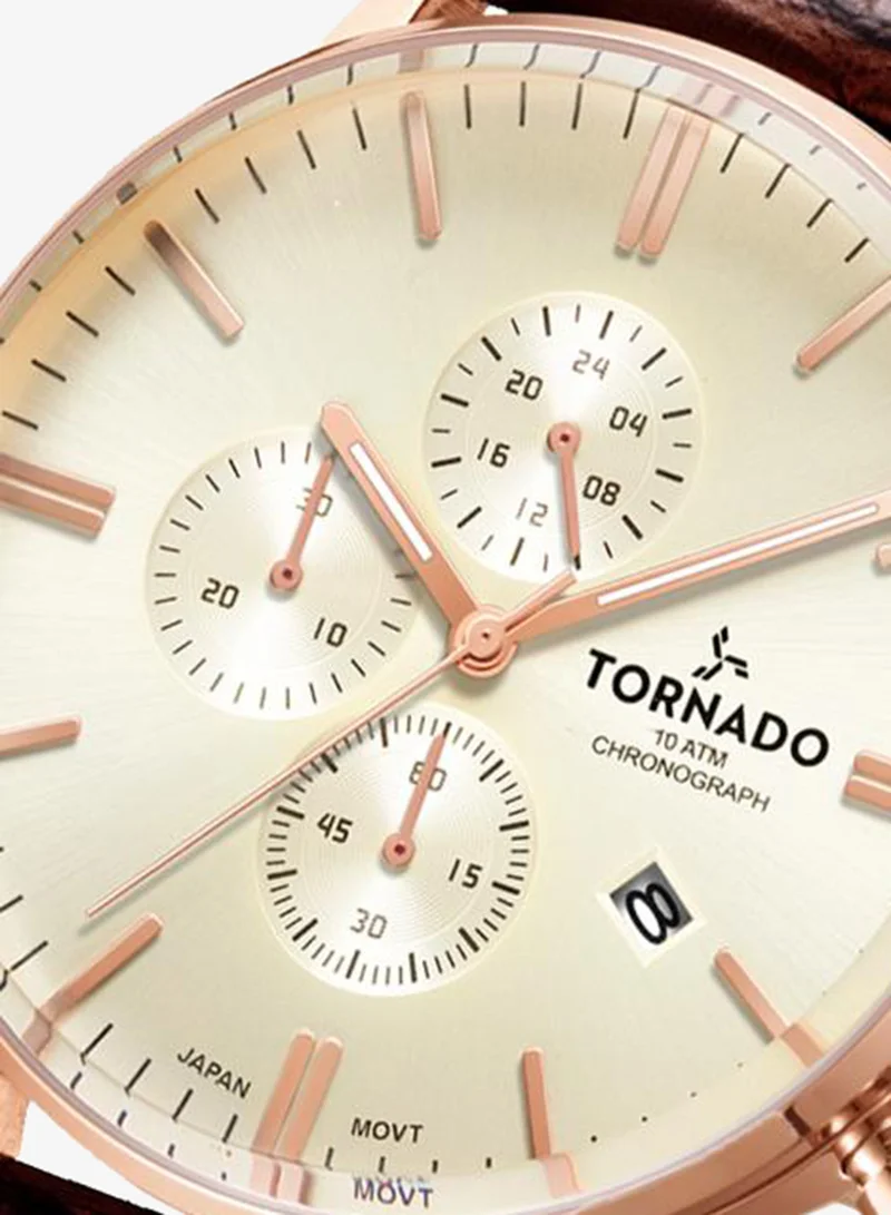 Tornado  Men's Genuine Leather with crocodile pattern Chronograph Watch T6102-RLDI - 43mm mm for Men | Best Price UAE