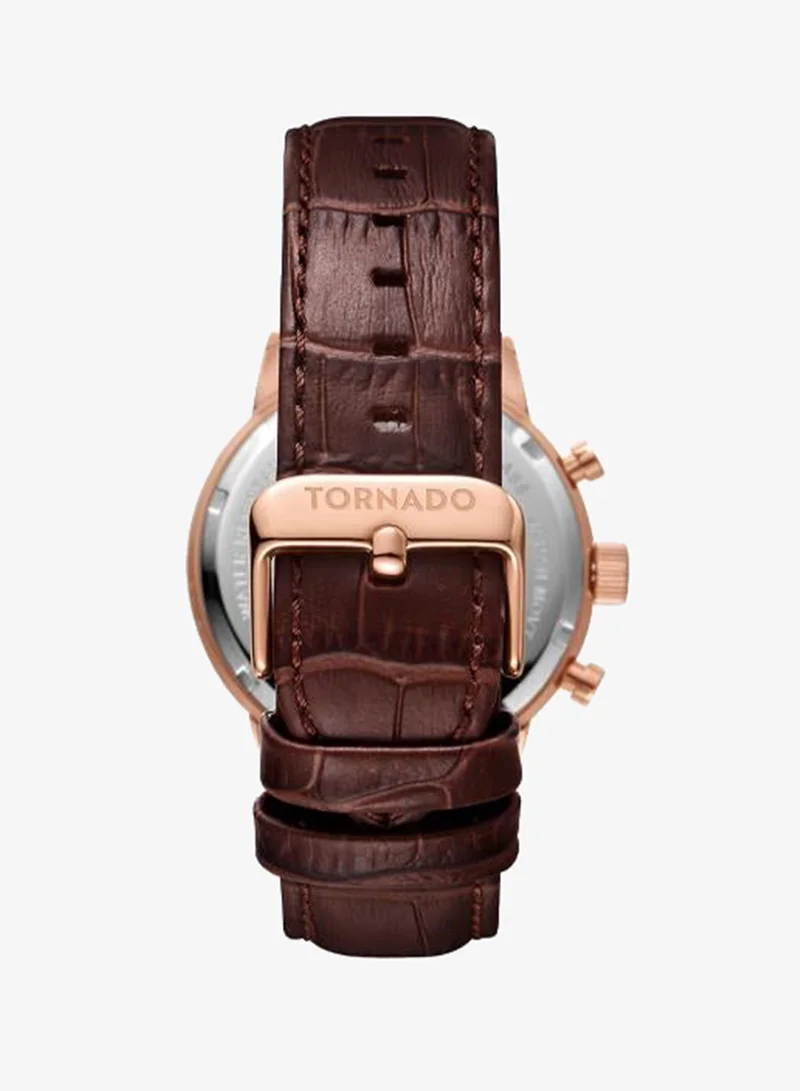 Tornado  Men's Genuine Leather with crocodile pattern Chronograph Watch T6102-RLDI - 43mm mm for Men | Best Price UAE
