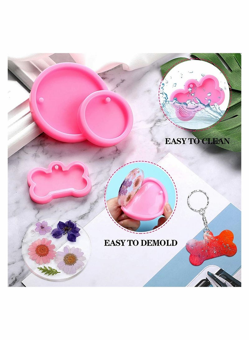 SYOSI Silicone Dog Bone Round Shape Pendant Resin Mould Dog Tag Keychain Mould, Silicone Moulds, Resin Keychain Moulds For Resin Casting Silicone moulds For Diy Pendant Epoxy Resin Crafts 4 Pcs - Image 3