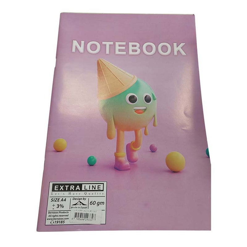 Extra Line university notebook pin bound ruled 60 sheets ice cream design coated cover A4