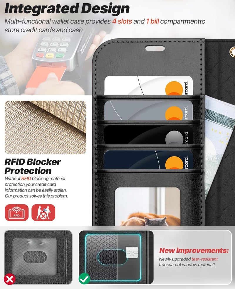 OCASE for iPhone 17 Pro Max Detachable Wallet Case with Card Holder, 2 in 1 PU Leather Flip Folio with RFID Blocking Stand Wrist Strap Shockproof Phone Cover 6.9 Inch 2025, Black - Image 3