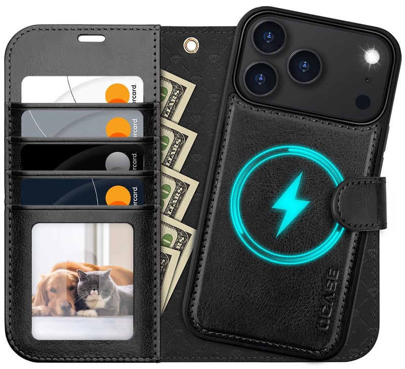 OCASE for iPhone 17 Pro Max Detachable Wallet Case with Card Holder, 2 in 1 PU Leather Flip Folio with RFID Blocking Stand Wrist Strap Shockproof Phone Cover 6.9 Inch 2025, Black - Image 1