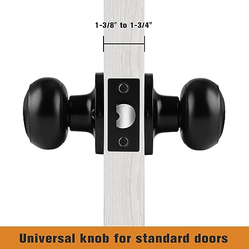 Probrico Black Door Knobs, Keyless Flat Ball Interior Door Knobs for Hallway Closet, Matte Black Passage Door Knob, 10 Pack - Image 5