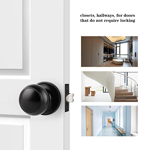 Probrico Black Door Knobs, Keyless Flat Ball Interior Door Knobs for Hallway Closet, Matte Black Passage Door Knob, 10 Pack - Image 2