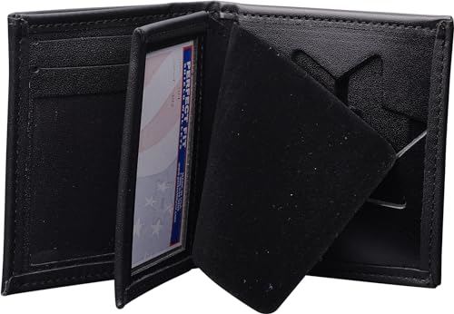 Perfect Fit Shield Wallets Arizona 7 Point Star San Francisco Corrections Style Badge and ID Case BiFold Hidden Badge Wallet Cutout PF382 Black Leather - Image 3