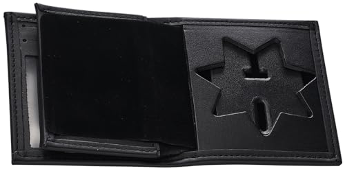 Perfect Fit Shield Wallets Arizona 7 Point Star San Francisco Corrections Style Badge and ID Case BiFold Hidden Badge Wallet Cutout PF382 Black Leather - Image 1