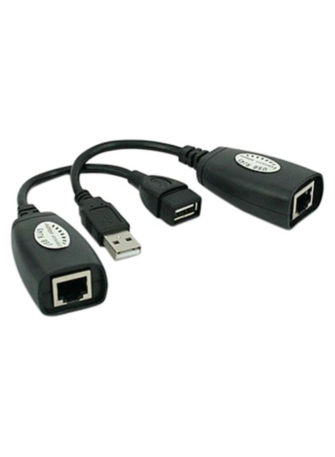 NIBEMINENT 2-Piece USB Signal Extender Adapter Cable Set Black  - Image 1