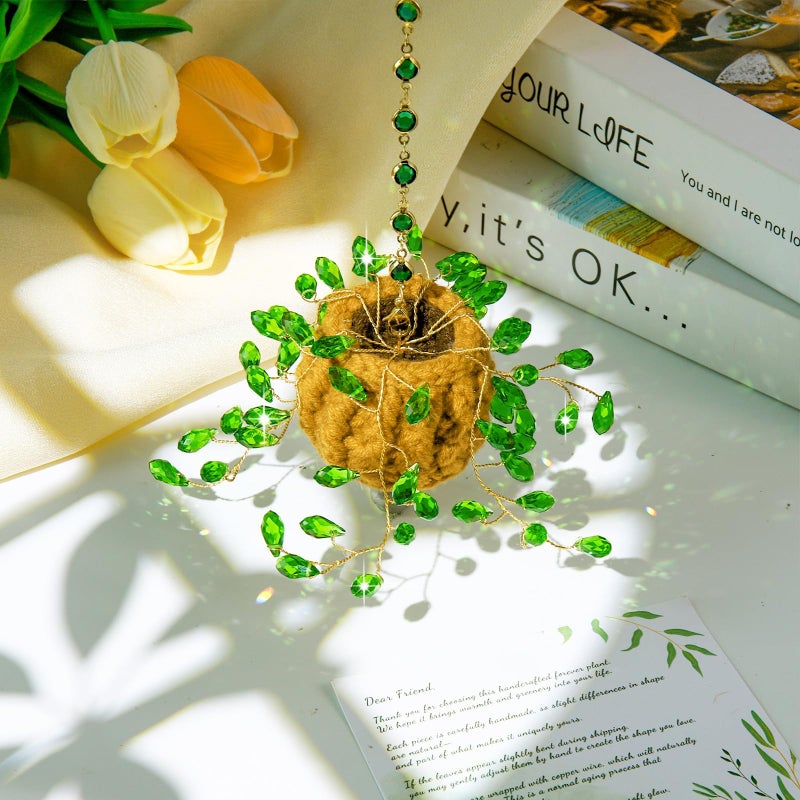 FOGWOWO Beaded Plant Kit Suncatcher Succulent Beaded Succulent Gifts for Plant Lovers,Plant Sun Catcher for Window Hanging with Chain,Bead Plants Crystal Sun Catchers Indoor Window Home Garden Decor - Image 4