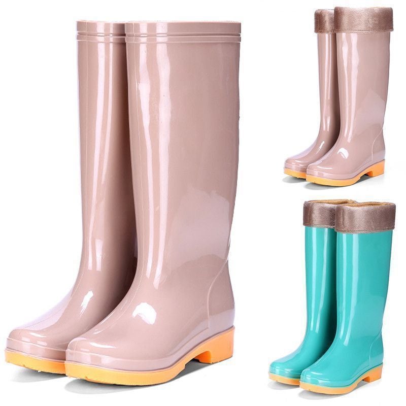High-Top Tendon Fleece-Lined Cotton Rain Boots, Rain Boots, Waterproof Shoes, Rubber Shoes, Overshoes, Water Boots - Image 4