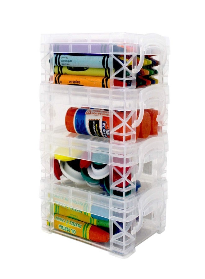 Manaloom Storage Box, School Supplies Crayon Box, Crayon Organizer, Crayon Holder Case for School, Clear Storage Organizer - Stackable Boxes - 3.5 x 4.75 x 1.6-4 Pack - Image 2