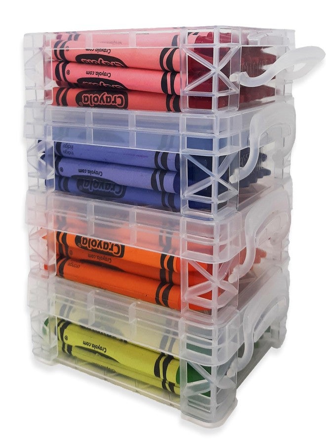 Manaloom Storage Box, School Supplies Crayon Box, Crayon Organizer, Crayon Holder Case for School, Clear Storage Organizer - Stackable Boxes - 3.5 x 4.75 x 1.6-4 Pack - Image 1