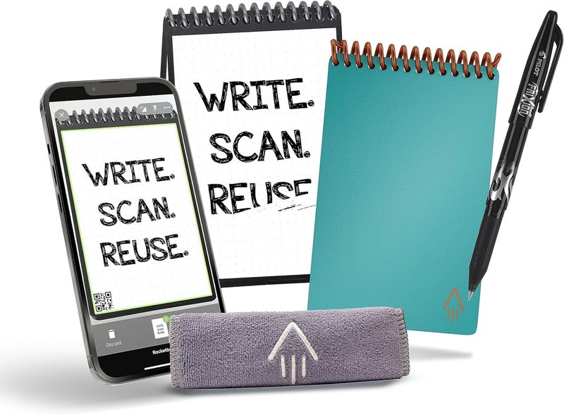 Rocketbook Smart Reusable Notebook, Mini Spiral Notebook, Neptune Teal, (3.5" x 5.5") - Image 1