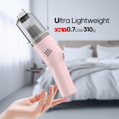 Auloea Portable Mini Car Vacuum Cleaner Pink, High Power Cordless(400g) Handheld Rechargeable Vacuum Cleaner for Desk V06 - Image 4