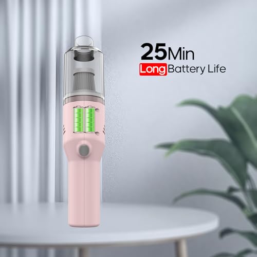 Auloea Portable Mini Car Vacuum Cleaner Pink, High Power Cordless(400g) Handheld Rechargeable Vacuum Cleaner for Desk V06 - Image 5