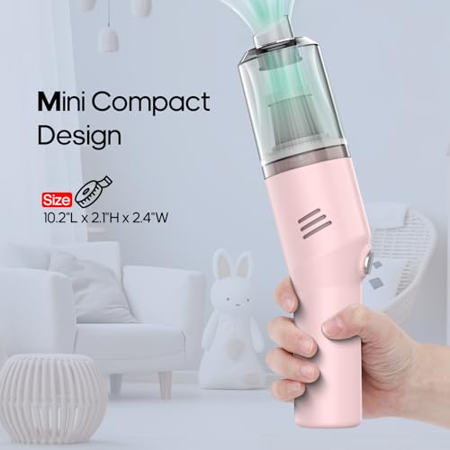 Auloea Portable Mini Car Vacuum Cleaner Pink, High Power Cordless(400g) Handheld Rechargeable Vacuum Cleaner for Desk V06 - Image 3