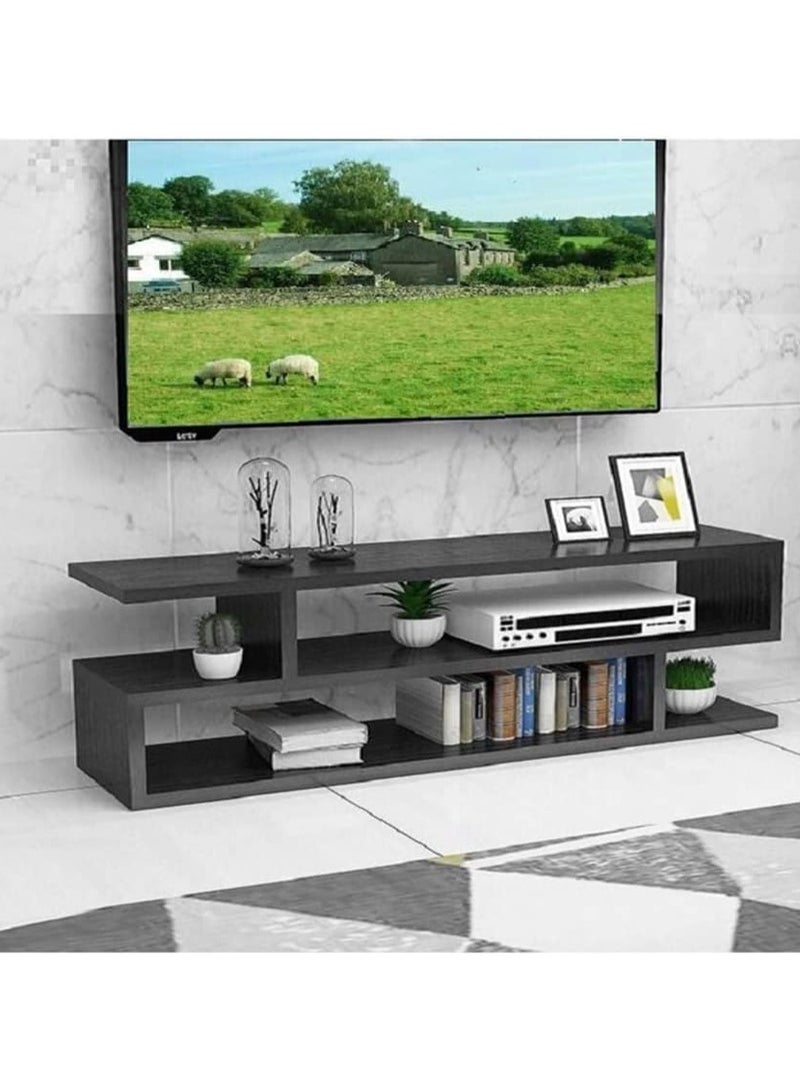 DubaiGallery Engineered Wood S-Shape TV Entertainment Unit Freestanding Large Set Top Box Stand for Living Room Display Storage Cabinet Rack with Decor Shelf  - Image 2