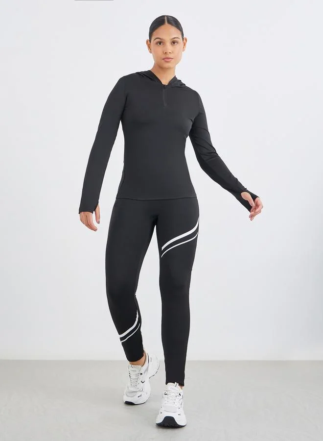 Styli Styli Wavy Stripes Detail Full Length Leggings