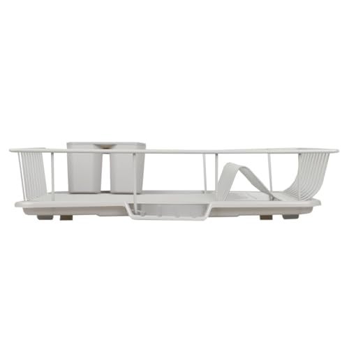 Home-Cloud HomeCloud Carbon Steel Dish Rack for Kitchen| with Tray & Utensil Holder, 44 x 30 x 12 Cm, Beige - Image 3