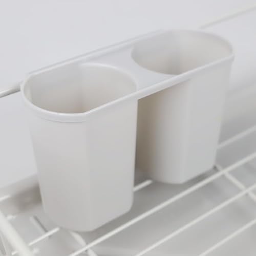 Home-Cloud HomeCloud Carbon Steel Dish Rack for Kitchen| with Tray & Utensil Holder, 44 x 30 x 12 Cm, Beige - Image 2