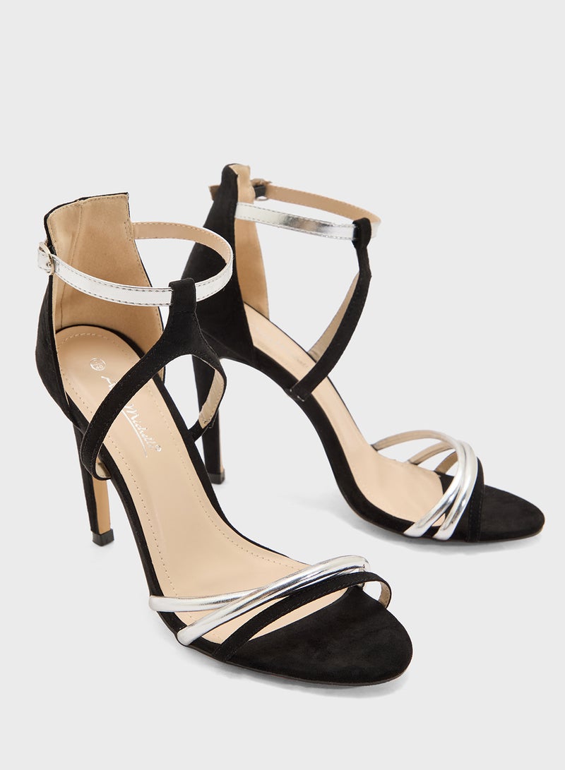 Anne Michelle High Heel Sandal With Metallic Straps  - Image 4