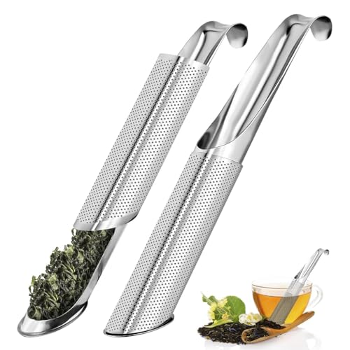 Supvox® 2Pcs Tea Infuser 304 Stainless Steel Tea Infuser Tea Strainer with Hook Tea Filter for Loose Tea, Chamomile, Green Tea Loose Leaves Fine Mesh Strainer for Teapots, Cups, Mugs, 14cm - Image 1
