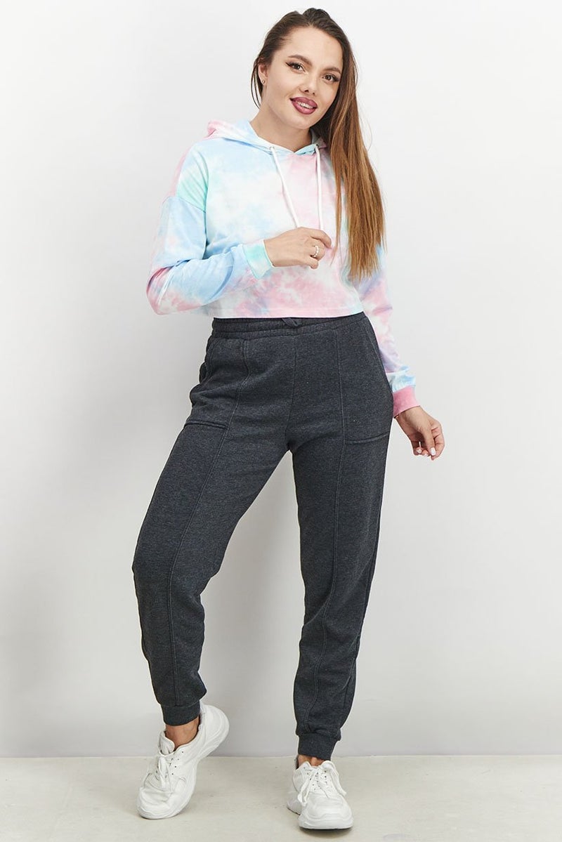 XOXO Women Sportswear Fit Training Crop Hoodie, Blue - Image 4