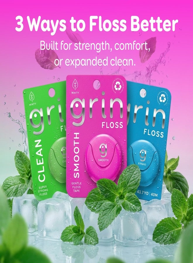 GRIN Smooth Dental Floss Tape – 43.7 Yards | Gentle Floss Tape | Minty | Strong, Shred-Resistant | Compact Dispenser Made with Recycled Plastic - Image 5
