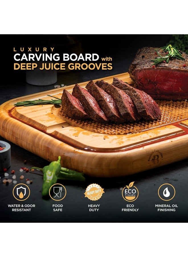 Bambüsi Meat Cutting Board - Heavy Duty Chopping Block & Steak Carving Board - Bamboo Wood Reversible Serving Tray with Juice Groove & Spikes, Stabilizes Meat While Carving - Mothers Day Gifts for Him - Image 2