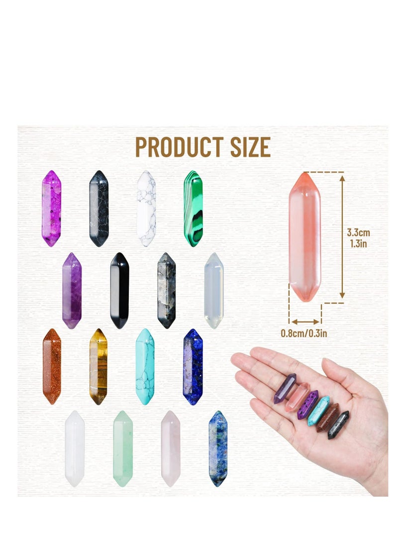 SYOSI 17Pcs Healing Crystals Stones Sets Hexagonal Bullet Shaped Reiki Meditation Gemstone Chakra Stones Tiger Eye Obsidian Quartz Crystals Gemstone Wand Set Pendants with Storage Box - Image 5