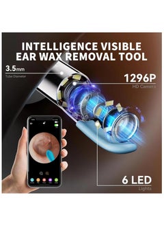 Hihonor Ear Wax Removal Tool Camera Kit, Wi-Fi Visible Wax Elimination Spoon, Wireless Ear Wax Remover with 1080P HD Endoscope and 9 Soft Silicone Ear Scoops, 9 Wax Elimination Spoon,for iPhone, iPad, Android Phones, Black  - Image 2