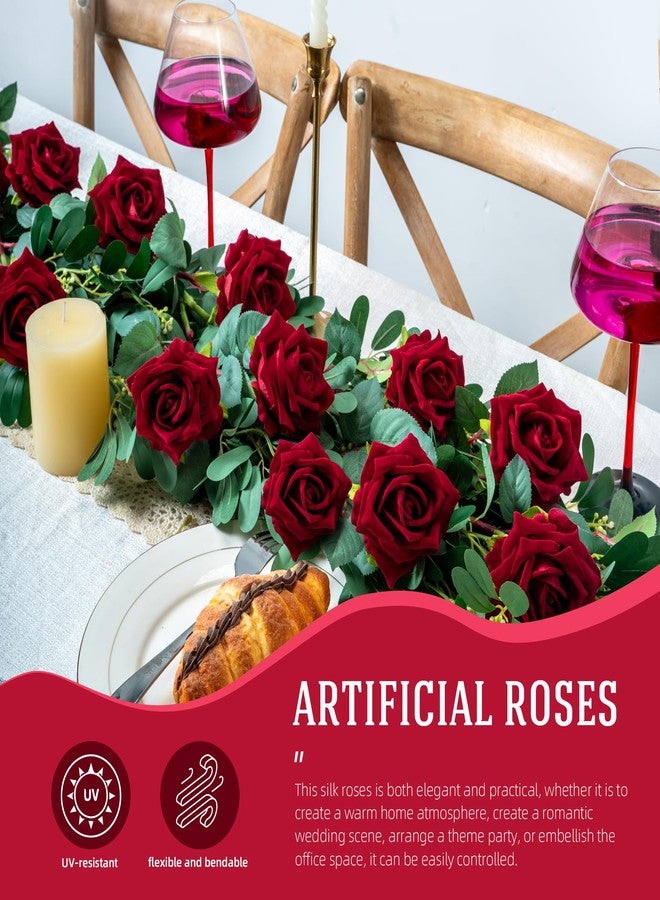 Ttranewsoo Fake Roses Faux Flowers Silk Roses Artificial Roses with Stems Realistic Artificial Flowers Suitable for Indoor Home Decoration DIY Bouquet Wedding Decor Party Decor 16.5In (12PCS, Red) - Image 4