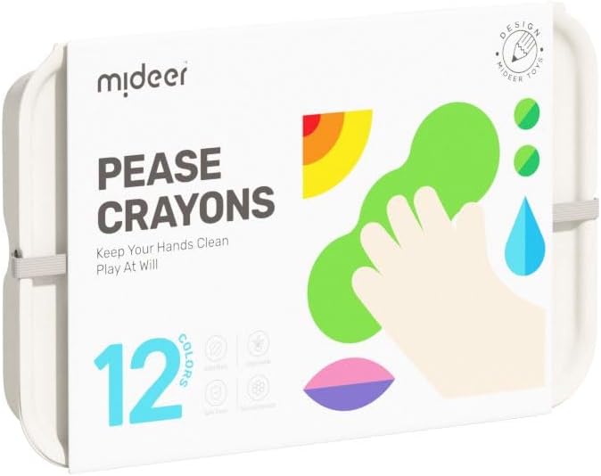 Mideer Peace Crayons Set for Kids, Non-Toxic Jumbo Coloring Fun with Palm Grip, Perfect Art Tools for Boys and Girls, Best Toddler Gift Idea, Beeswax Washable Crayons for Ages 3+ (12 Colours) - Image 5