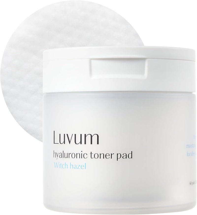 Witch Hazel Hyaluronic Toner Pad 60 Pads  Korean Hyaluronic Acid Toner Pads  Witch Hazel Extract  Soothing  Hydrating for Sensitive Skin  Balanced pH 55 Formula  Korean Skin Care