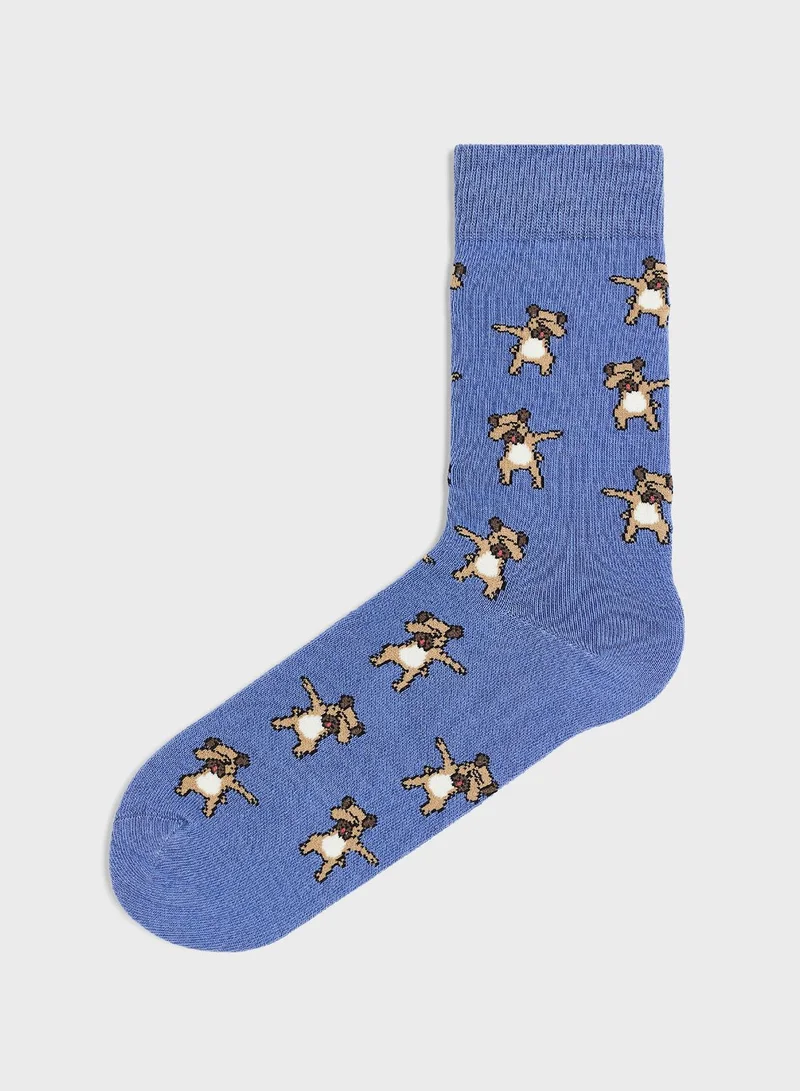 اتش اند ام Patterned Crew Socks
