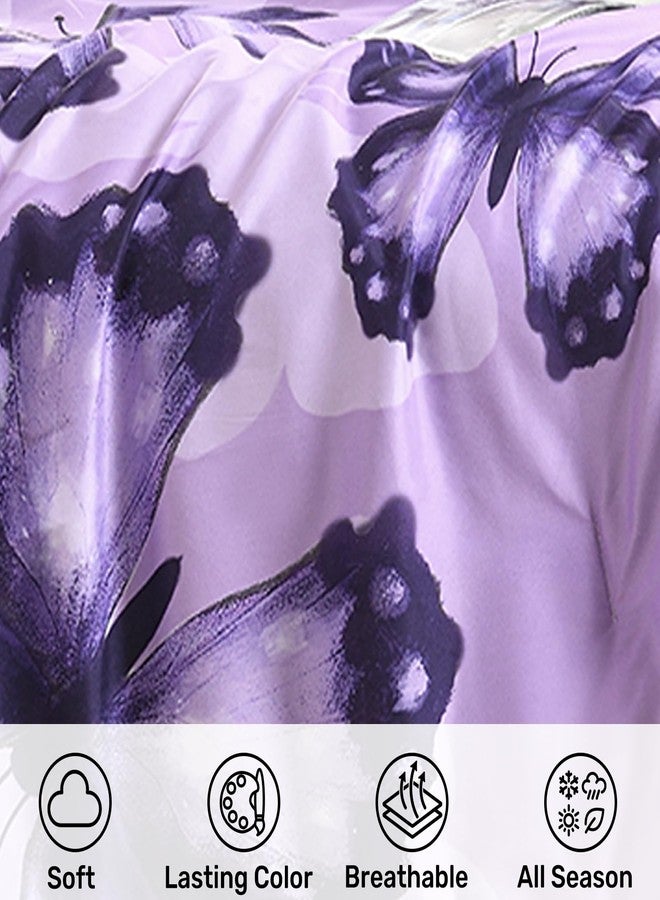 ARTALL Bed in A Bag Twin Size 5 Pieces, Purple Big Butterfly Bedding Comforter Set All Seasson Bed Set with Comforter, Pillow Sham, Flat Sheet, Fitted Sheet, Pillowcase - Image 4