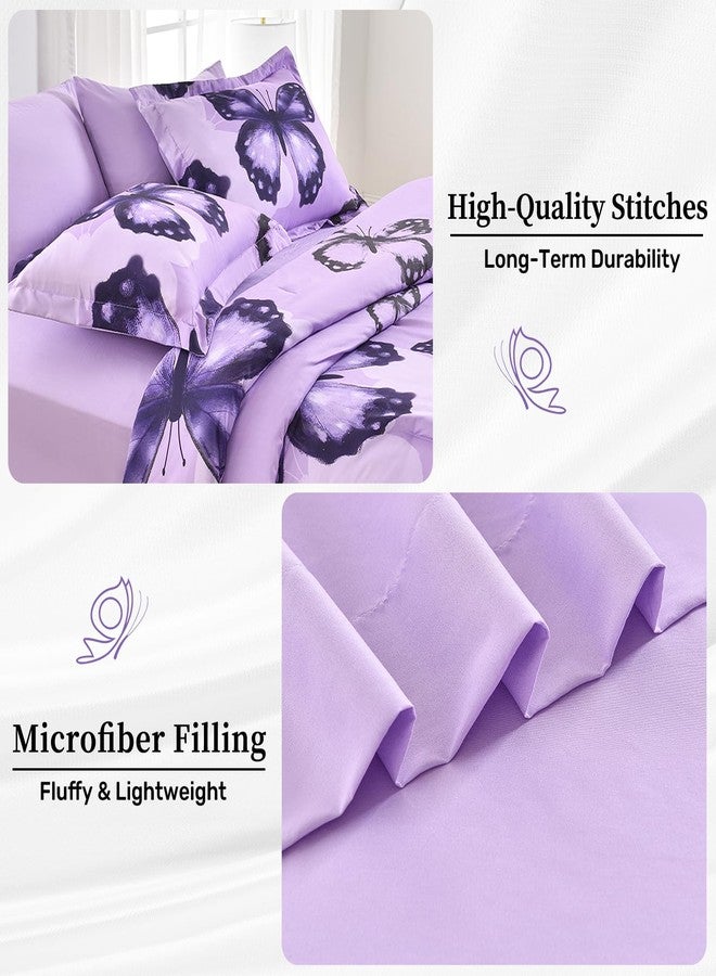 ARTALL Bed in A Bag Twin Size 5 Pieces, Purple Big Butterfly Bedding Comforter Set All Seasson Bed Set with Comforter, Pillow Sham, Flat Sheet, Fitted Sheet, Pillowcase - Image 5