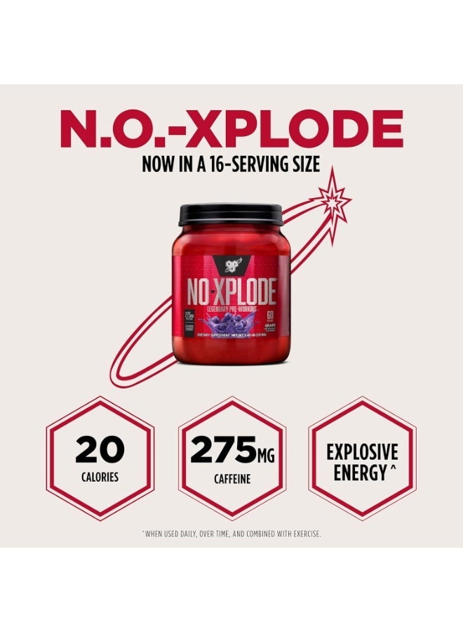 BSN N.O.-XPLODE Pre Workout Powder, Energy Supplement for Men and Women with Creatine and Beta-Alanine, Grape, 60 Servings, 2.45 Pounds - Image 2